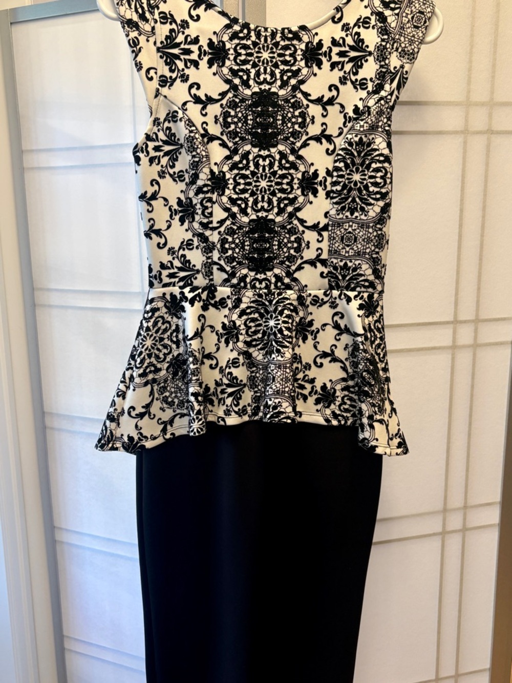 Iris Black Lace Overlay Dress with White Lining